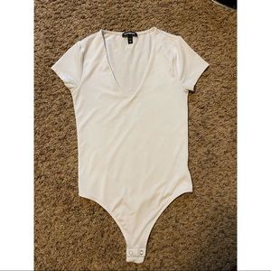 White V-Neck Express Bodysuit | Gently Worn
